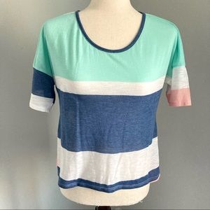 Julie’s Closet Striped Scoop Neck Color Block Tee